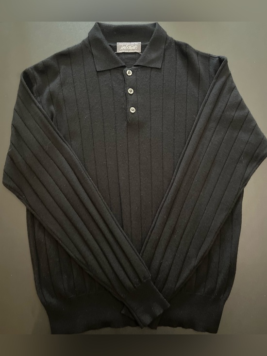 Lord & Taylor Other - Lord & Taylor Black Ribbed Long-Sleeve Polo